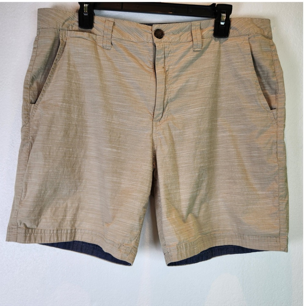 Flag & Anthem Shorts Khaki Tan Slub Textured Casual Summer Mens 35